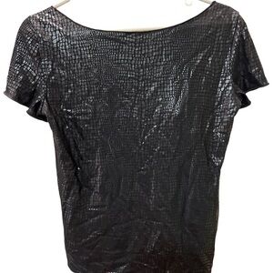 Armani Collezioni Black Faux Snakeskin Top
